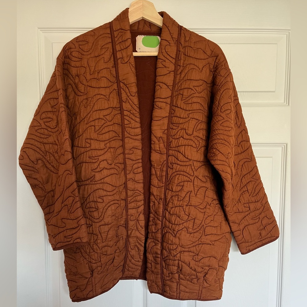 Anthropologie Quilted Kimono Jacket Small Rust- Hard to find!!